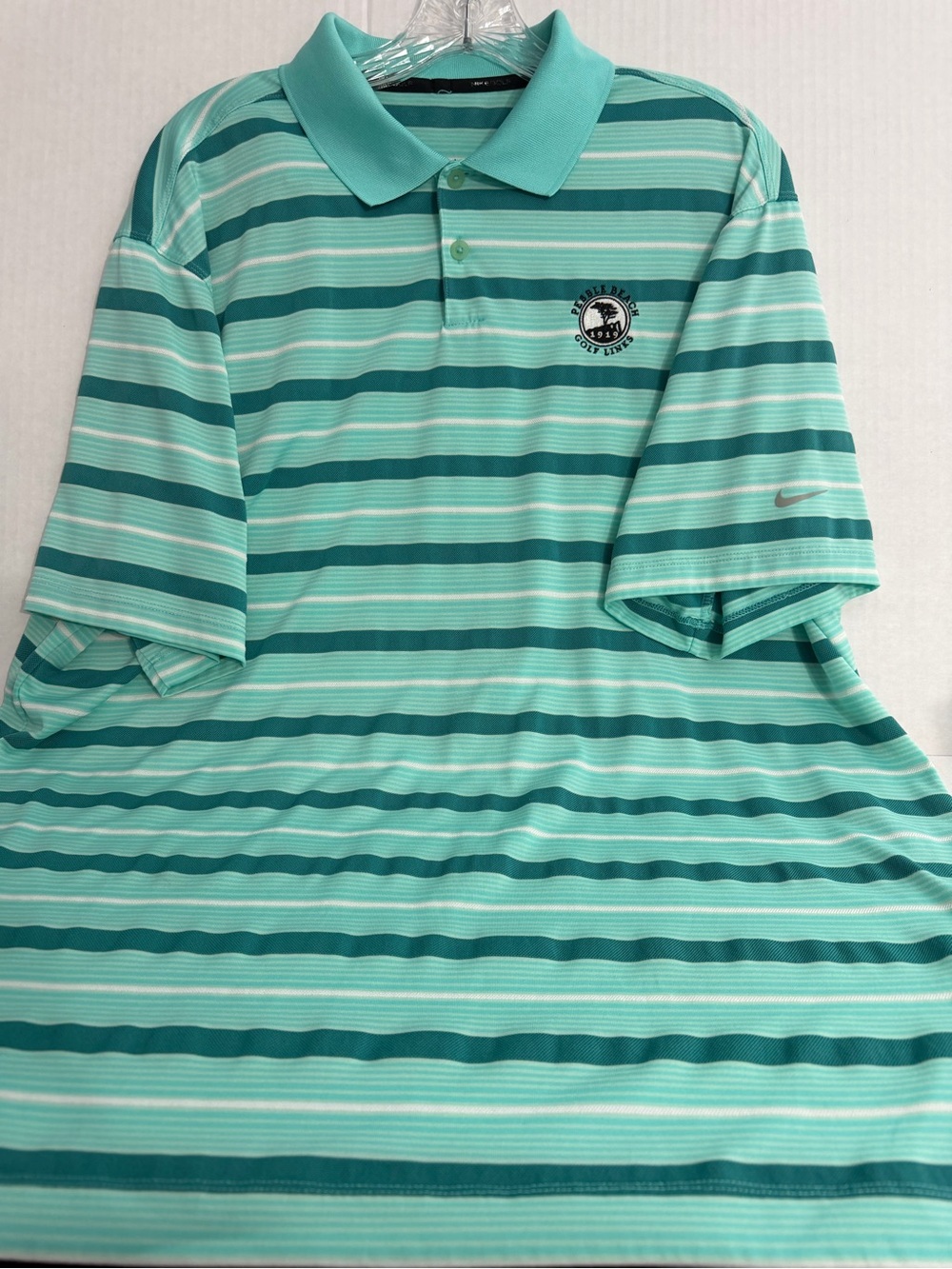 Nike Golf Men's Green Striped Polo Shirt